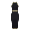 Celebrity Party Dresses For Women Chic Buttons Sleeveless Bandage Tight Elegant Midi Dress Fashion Streetwear black