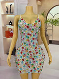 Multicolour Sparkly Rhinestone Sexy Strap Dress Women Nightclub Prom Skinny Dress Birthday Celebrate Prom Mini Dress Caixing