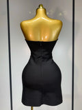 Women Sexy Strapless Colorful Crystal Bodycon Mini Bandage Dress Spring Elegant Party Celebrate Birthday Outfit