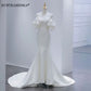 Pakaian Perkahwinan Satin Putih Mewah Perancis Untuk Pengantin Seksi Elegant Off Off Prom Long Prom Mermaid Party Vestidos
