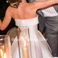 فستان زفاف أبيض أنيق بدون حمالات للنساء بدون ظهر على شكل حرف A بسيط قصير فوق الركبة فستان زفاف صغير رداء De Mariee