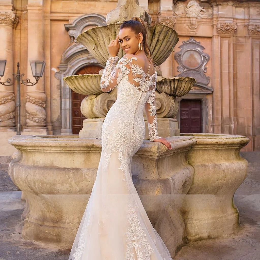 Vestido de novia de lujo con encaje bordado blanco, vestido de novia elegante sin tirantes con cuentas, vestido largo de fiesta de noche