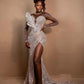 Afrikaner Luxus voller Perlen Seitenschlitz Hochzeitskleid Blatt Design Abnehmbarer Zug Frauen Dubai Brautkleider Vestido de Casamen