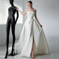 French Luxury White Satin Trailing Wedding Dresses for Bride Women Elegant Sexy Strapless Long Prom Party Dress vestidos