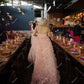Pink A line Wedding Dresses Sweetheart Flowers Ruffles Tulle Floor Length Sweep Train Bridal Party Gown Vestido De Novia