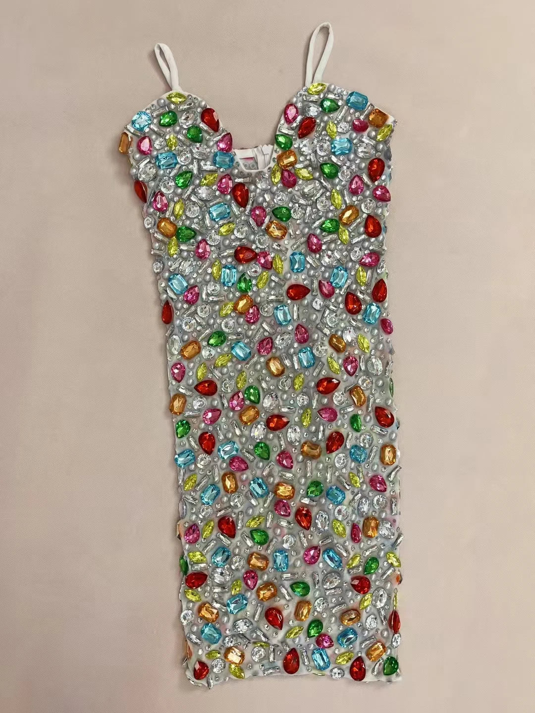 Multicolour Sparkly Rhinestone Sexy Strap Dress Women Nightclub Prom Skinny Dress Birthday Celebrate Prom Mini Dress Caixing