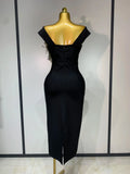 Women Sexy Off Shoulder Backless Bandage Dress Celebrity Elegant Flowers Evening Party Luxury Bithday Outfit Fashion Show Gowns