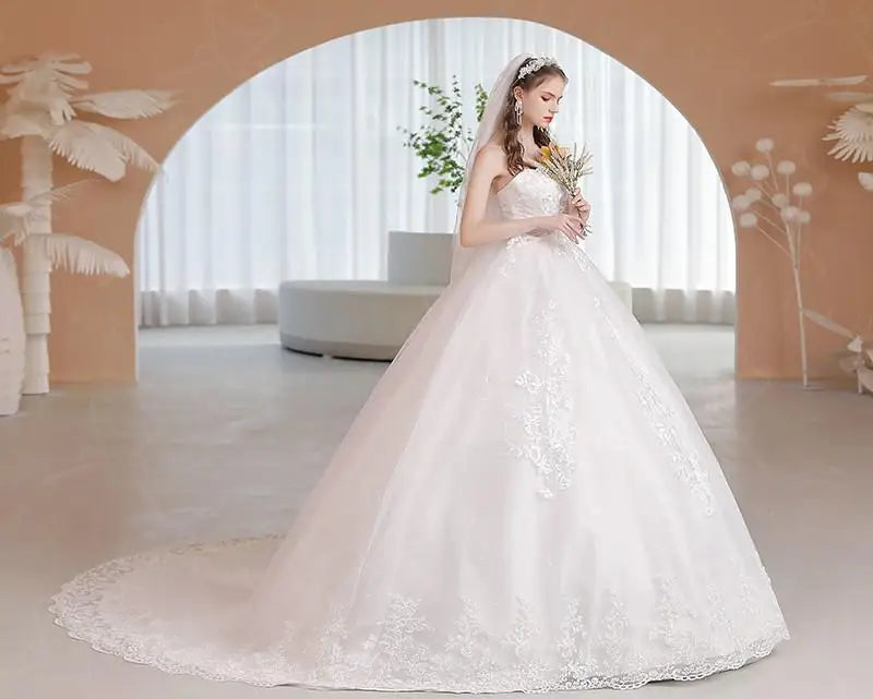 Vestido De novia con hombros descubiertos, elegante Vestido De novia con cuello barco con cordones, Vestido De baile De princesa, Vestido De novia personalizado