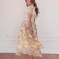 Flower Lace Embroidery Tulle Fabric Prom Dress Modest A-line vestidos de fiesta Short Sleeves Elegant  فساتين السهرة