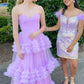 Lavender Strapless Prom Dresses Multilayer Tulle A-line فساتين السهرة Elegant Sleeveless Floor-Length vestidos verano moda