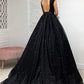 Black V-neck فساتين السهرة Sexy Open Back Prom Dress 2023 Sleevless Party Dresses V-neck Ball Gown Vestidos De Noche