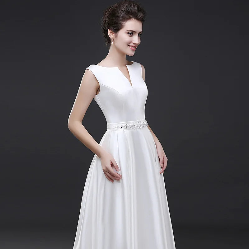 Robe de mariée en Satin blanc, Maxi, élégante, longue, pour bal, soirée, Cocktail, robes d'été pour femmes, Slim, robes de mariage