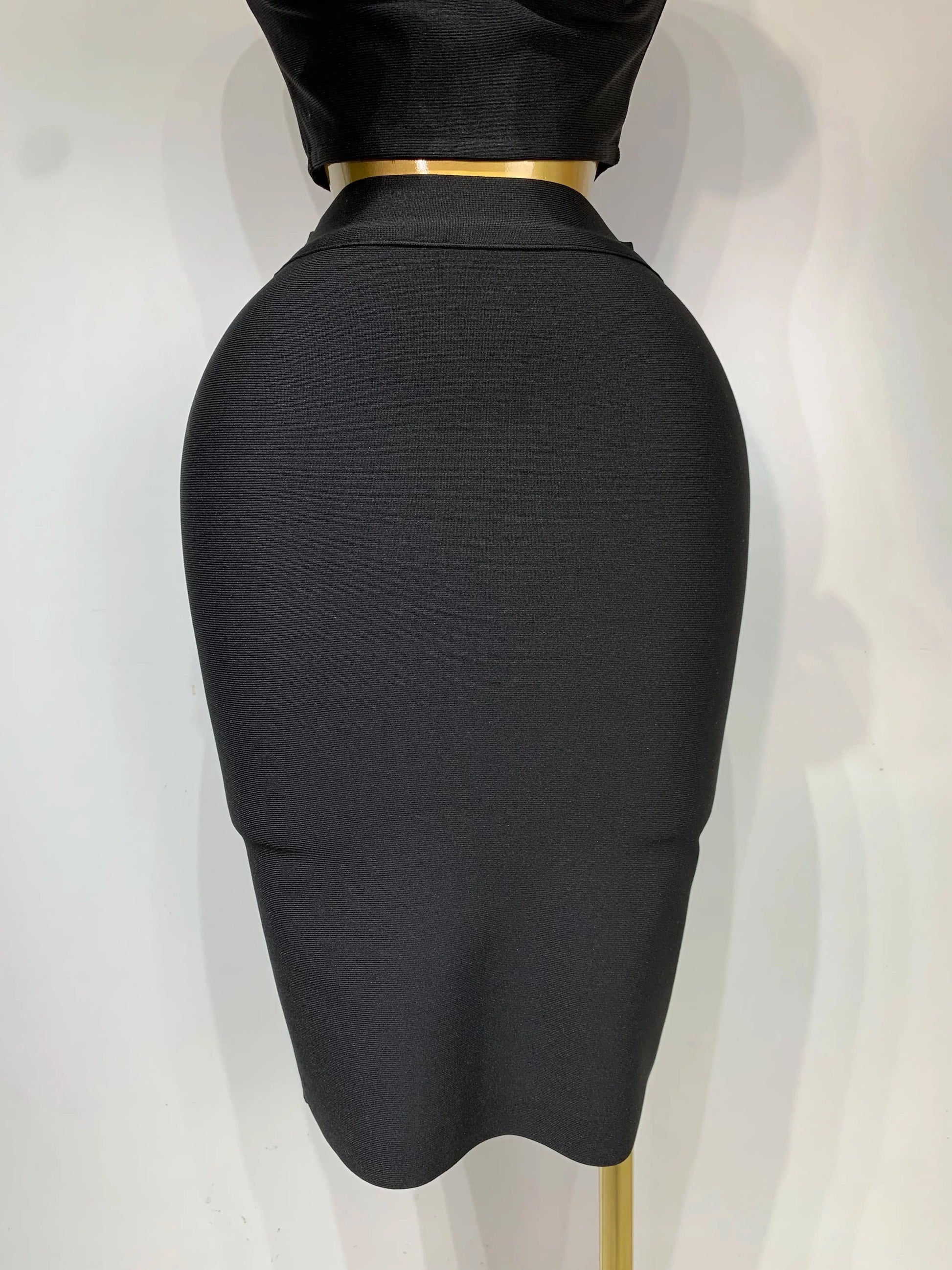 Women 3D Flower Black Bodycon Bandage Two Piece Set Designer High Waist Evening Party Club Birthday Skirt Set