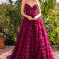 Spaghetti Strap Prom Dresses Multilayer Tulle A-line vestidos de noche Elegant Sleeveless Floor-Length Formal Evening