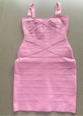 Women'S Sexy Bandage Dresses Christmas Autumn Sleeveless Spaghetti Belt Stretching Fitness Club Party Dress Mini Bodyconvestodos Pink