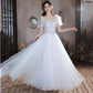 French Luxury White Satin Sequin Wedding Dresses For Bride Elegant Sexy Slim Puff Sleeve Long Prom Party Dress Women Vestidos