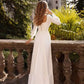 Simple White Wedding Dress Square Collar Long Sleeve A Line For Bride Classic Back With Button Vestido Casamento Civil Customize