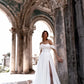 Elegant Off The Shoulder A Line Wedding Dresses Short Sleeves Side Slit Bridal Gown Vestidos Gala Custom Made For Woman