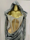 Stage Costume Sparkly Nightclub Gogo Party Dress Women Carnival Party Outfit Festival Cool Clothing Hoodie Dress Two Piece Set