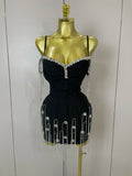 Sexy Backless Spaghetti Strap Black Sleeveless Bodycon Bandage Dress Women Elegant Prom Gown Club Evening Party Birthday Dresses black