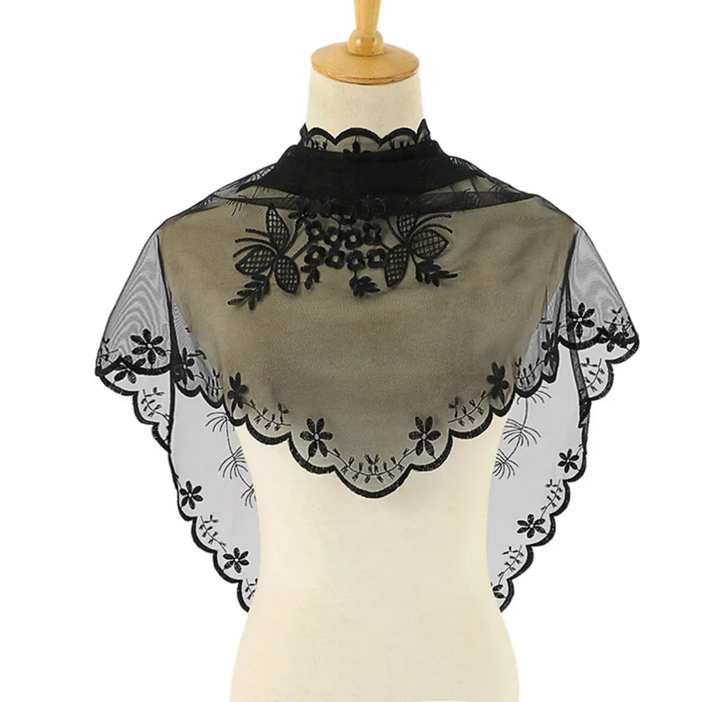 Mantilla Lace Veils For Church Spanish Style Muslim Head Coveing For Women Black White Catholic Chapels Veils For Wedding Bride black