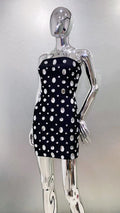 Luxury Sparking Diamonds Strapless Bandage Mini Evening Dress Sweet Woman Birthday Party Dress Performance costume