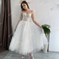 Shiny Short Wedding Party Dresses Sweetheart Spaghetti Strap Ruched Tulle Bridals Gowns Bride Evening Dress for Women