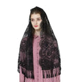 Lace Mantilla Church Veils Black White Spanish Musim Head Covering Shawl Scarf For Women Chapel Catholic Veils For Wedding Bride black