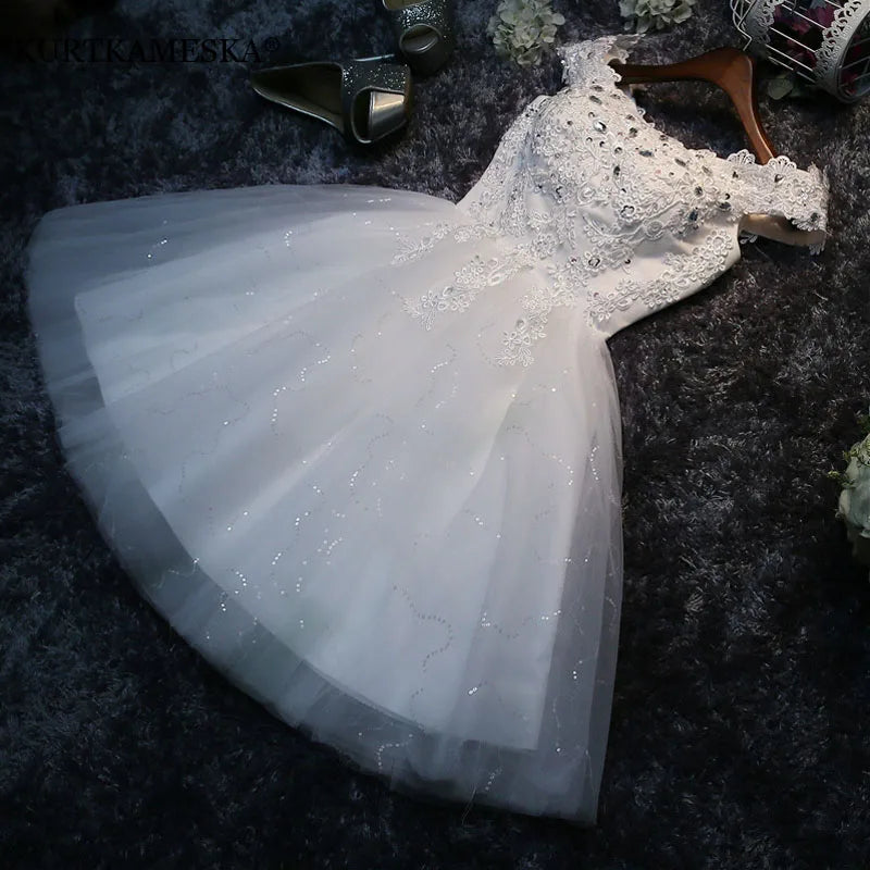 Robes de demoiselle d'honneur de luxe à paillettes et diamants pour femmes, robe d'été élégante à lacets blancs, robe de soirée d'invité de mariée