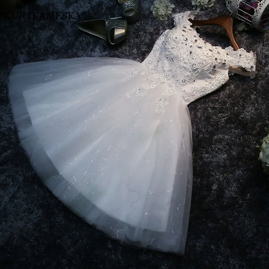 Paillettes di lusso Diamonds Abiti da damigella d'onore per donne estate eleganti pizzo bianco in pila da sposa da sposa abito da sera ospite