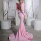 Preciosos vestidos de fiesta de sirena lila, vestidos de fiesta formales largos de satén de seda elástica, vestidos de noche rosas