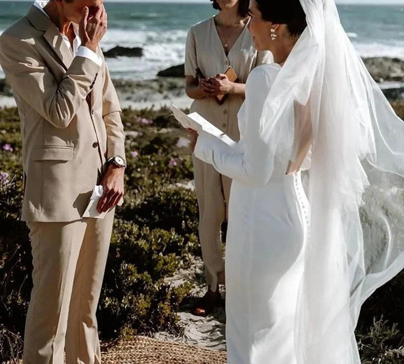 Robe De mariée sirène élégante à manches longues, Sexy, col bateau, avec traîne, dos nu, boutons