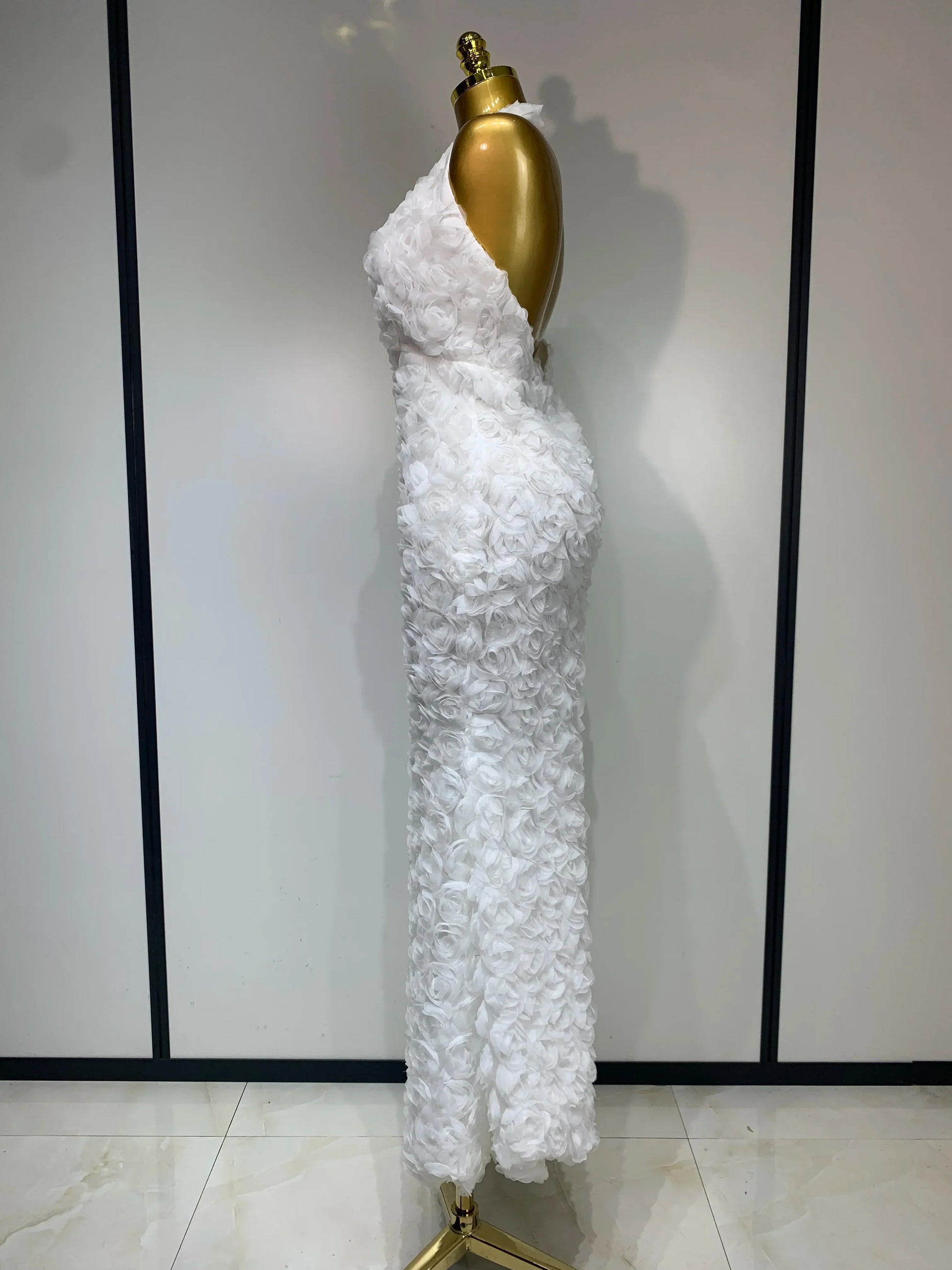 Women Sexy Backless Halter V-neck Florals Bodycon Long Dress Celebrate White Elegant Evening Party Luxury Birthday Outfit