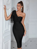 formal Women's Bandage prom Dress guest Black Bow Elegant Wedding Party Evening Midi Club cocktail Dresses Bodycon luxury black