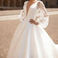 Satin Wedding Dress New Arrival Detachable Sleeves V Neck Illusion Back A Line Vestido de novia Bridal Dresses