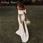 White Off Shoulder Wedding Dresses for Bride Women Mermaid Simple Boho Pleat Bridal Gowns Court Train vestidos de novia