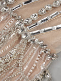 Glamorous Silver Sequin Spaghetti Strap Maxi Dress Gown with Cut-Out Detail and High Slit for Red-Carpet Galas