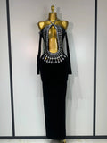 Luxury Birthday Dress Sexy Black Velvet Hollow Out Bodycon Dress Halter Evening Dress Drag Queen Nightclub Wedding Dress black