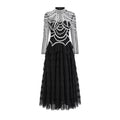Shining Diamonds Pearl Beading Sexy See Through Mesh Ball Gown Dress Woman Birthday Party Vestido Celebrity Party Outfit