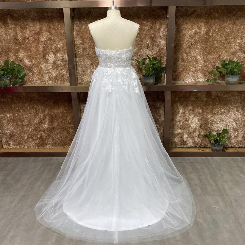 Pakaian Perkahwinan Puteri Seksi Kekasih Bunga Strapless Appliques Corset Bridal Gowns Vestido de Novia Disesuaikan