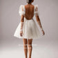 Boho sukienki ślubne Tiulle Puff Rleeves Krótka sukienka weselna Linia Linia Backlessdress Bride Suknie urodzinowe luksus