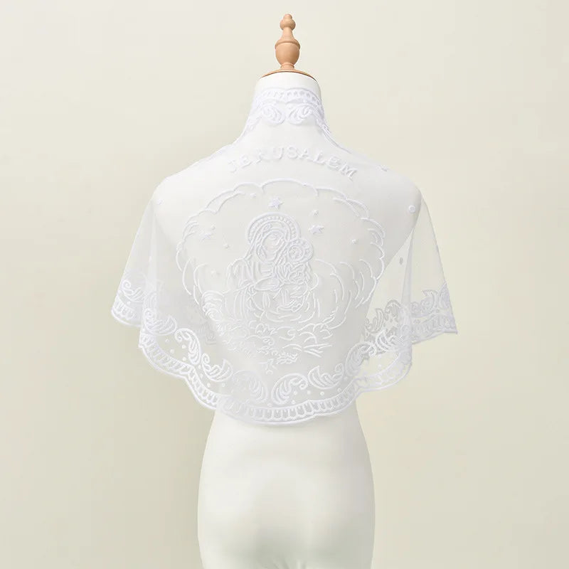 Black Lace Mantilla Veil For Church Spanish Head Covering Shawl For Women White Catholic Chapels Veils For Wedding Bridal Veils