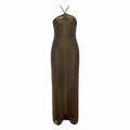 Opulent Fashion Halter Neck Sleeveless Dress for a High-End Black-Tie Event Evening Gown army green