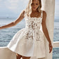 A-line krótkie sukienki ślubne kwadratowe obrocze bez rękawów koronkowe suknie na narzeczeniach dla kobiet seksowne sukienka koktajlowa Bridals