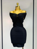 Fashion Sexy Strapless Black Off-shoulder Mini Bodycon Bandade Dress Celebrity Cocktail Party Luxury Birthday Club Dresses black