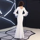 Weiße elegante formelle Abend lang Party Sommerkleider für Frauen sexy Märchen -Mermaid Bodycon Maxi Prom Kleid Vestido