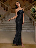 Evening Dresses Woman Elegant Sexy Black One Shoulder Long Sleeveless Party Celebrity Cocktail Night Maxi Club Female Clothing black