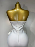 Women Sexy Bodycon Dress Fashion White Elegant Strapless Flower Slim Dress Casual Streetwear Club Birthday Party Dresses