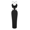 Sexy Hollow Out Halter Long Bandage Dress Fashion‘s Sexy Woman Package Hips Bodycon Dress Summer Vocation Vestido black