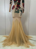 Sexy Shiny Rhinestone Rose Floral Floor-Length Dress Evening Women Eveing Celebrate Birthday Party Nightclub Performance Costume